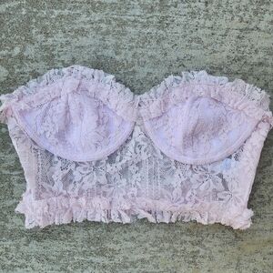 NWT Idem Ditto Baby‎ Pink Lace Strapless Tub Bandeau Coquette Top, Sz M